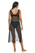 SOLID LONG DRESS - POWER MESH PRINT